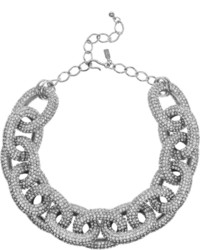 Kenneth Jay Lane Rhodium Plated Crystal Necklace Silver