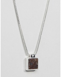 Pilgrim Silver Plated Necklace With Brown Gem Stone