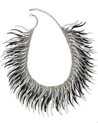 Bar III Silver Tone And Hematite Tone Caterpillar Statet Necklace
