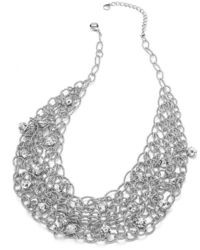 Alfani Silver Tone Crystal Mesh Statet Necklace
