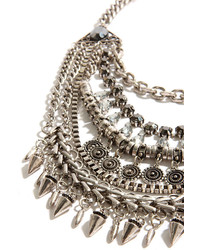 Spikes Camera Action Silver Rhinestone Statet Necklace
