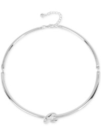 Touch Of Silver Love Knot Collar Necklace In Silver Plated Metal