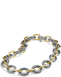 David Yurman Xl Sterling Silver 18k Gold Link Necklace 17