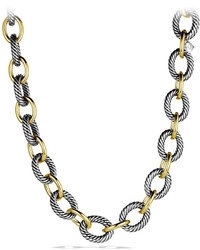 David Yurman Xl Sterling Silver 18k Gold Link Necklace 185