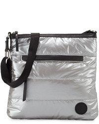 Silver Nylon Crossbody Bag