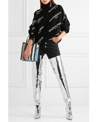 Balenciaga Mirrored Leather Thigh Boots Silver