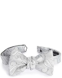 Silver Paisley Silk Bow-tie