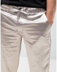 Asos Slim Smart Slinky Pants In Silver