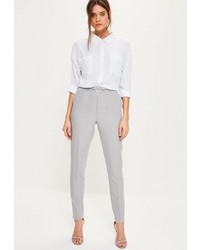 Missguided Tall Grey Circle Ring Detail Cigarette Trousers