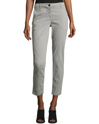 Brunello Cucinelli Twill Slim Fit Cropped Pants Silver