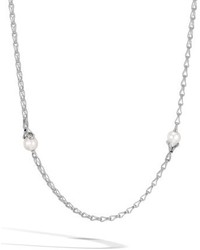 John Hardy Bamboo Pearl Station Necklace