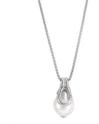 John Hardy Bamboo Silver Pendant Necklace With Pearl