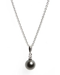 Mikimoto Diamond Black Cultured Pearl Pendant Necklace