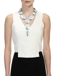 Viktoria Hayman Faceted Silvery Mother Of Pearl Lariat Necklace