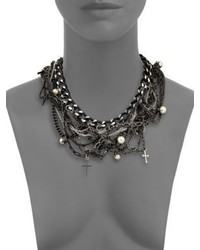 Erickson Beamon Limelight Crystal Faux Pearl Chain Collar Necklace