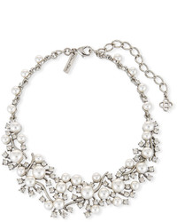 Oscar de la Renta Scattered Pearly Bead Crystal Collar Necklace