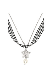 Miu Miu Silver Star And Pearl Charm Necklace