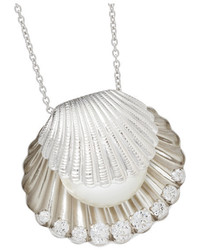 Miu Miu Silver Tone Swarovski Crystal And Faux Pearl Necklace