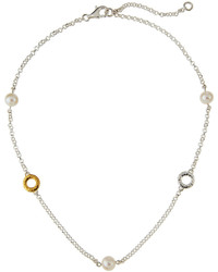 Gurhan Spell Short Two Tone Hoop Pearl Station Necklace