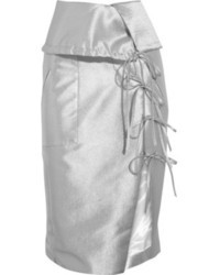 Altuzarra Obi Lace Up Metallic Satin Crepe Skirt
