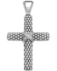 Lagos Caviar Diamond Cross Pendant