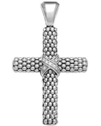 Lagos Caviar Diamond Cross Pendant