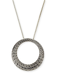 John Hardy Classic Chain Silver Large Round Pendant Necklace 36