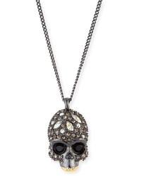 Alexis Bittar Crystal Encrusted Skull Pendant Necklace