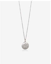 Express Cubic Zirconia A Initial Disc Pendant Necklace
