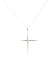 Silver Cross Feathered Soul Cross Pendant Necklace Colorless