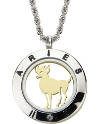Fine Jewelry Aries Zodiac Reversible Two Tone Stainless Steel Locket Pendant Necklace