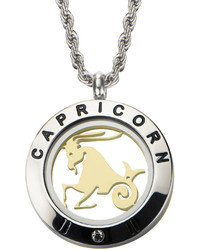 Fine Jewelry Capricorn Zodiac Reversible Two Tone Stainless Steel Locket Pendant Necklace