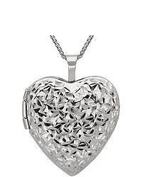 FINE JEWELRY Diamond Cut Heart Locket Pendant Sterling Silver