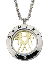 Fine Jewelry Gemini Zodiac Reversible Two Tone Stainless Steel Locket Pendant Necklace