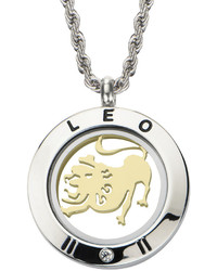 Fine Jewelry Leo Zodiac Reversible Two Tone Stainless Steel Locket Pendant Necklace