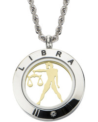 Fine Jewelry Libra Zodiac Reversible Two Tone Stainless Steel Locket Pendant Necklace