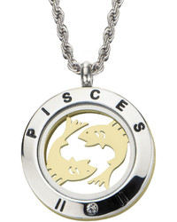 Fine Jewelry Pisces Zodiac Reversible Two Tone Stainless Steel Locket Pendant Necklace