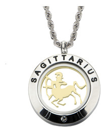 Fine Jewelry Sagittarius Zodiac Reversible Two Tone Stainless Steel Locket Pendant Necklace