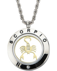 Fine Jewelry Scorpio Zodiac Reversible Two Tone Stainless Steel Locket Pendant Necklace