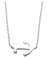 Macy's Mini Anchor Pendant Necklace In Sterling Silver