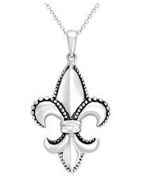 Macy's Sterling Silver Necklace Fleur De Lis Pendant