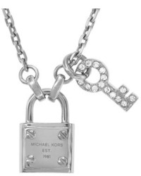 Michael Kors Michl Kors Lock Key Pendant Necklace Silver Color