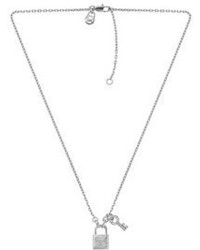 Michael Kors Michl Kors Lock Key Pendant Necklace Silver Color