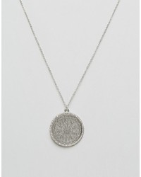 NY:LON Nylon Silver Plated Filigree Disc Pendant Necklace