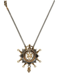 Alexander McQueen Silver Medallion Pendant Necklace