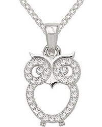 jcpenney Sparkle Allure Sparkle Allure Pure Silver Plated Cubic Zirconia Fashion Owl Pendant Necklace