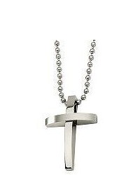 Steel By Design Stainless Steel Brushed Cross Pendant W 18 Bead Chain
