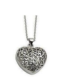 Steel By Design Stainless Steel Filigree Heart Pendant With 21 12l Chain