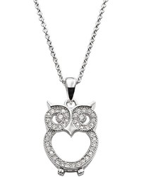 The Silver Lining Silver Plated Cubic Zirconia Owl Pendant