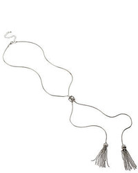 jcpenney Worthington Black Stone Silver Tone Tassel Necklace